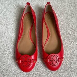 Tory Burch Mini Miller Poppy Red Flat Size 7.5